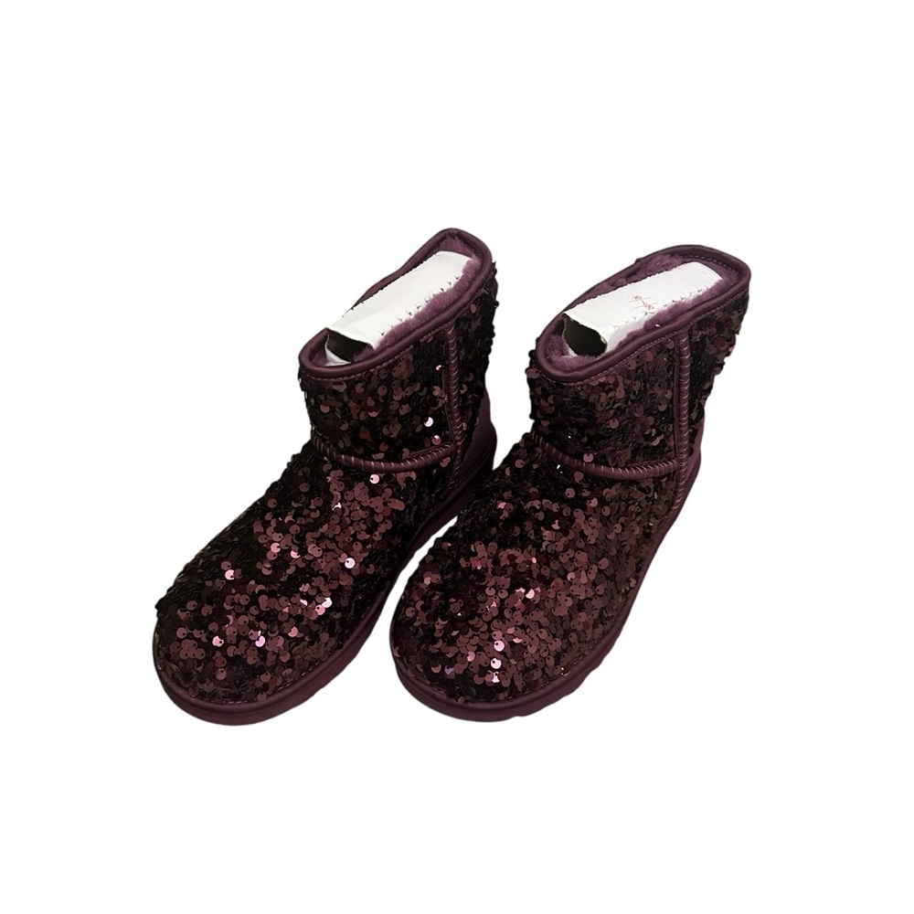 UGG Classic Mini Chunky Sequin Boots Pinot Noir Purple NWT Size 5